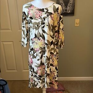 J. Jill Pink and Yellow Asymmetrical Sheath Dress